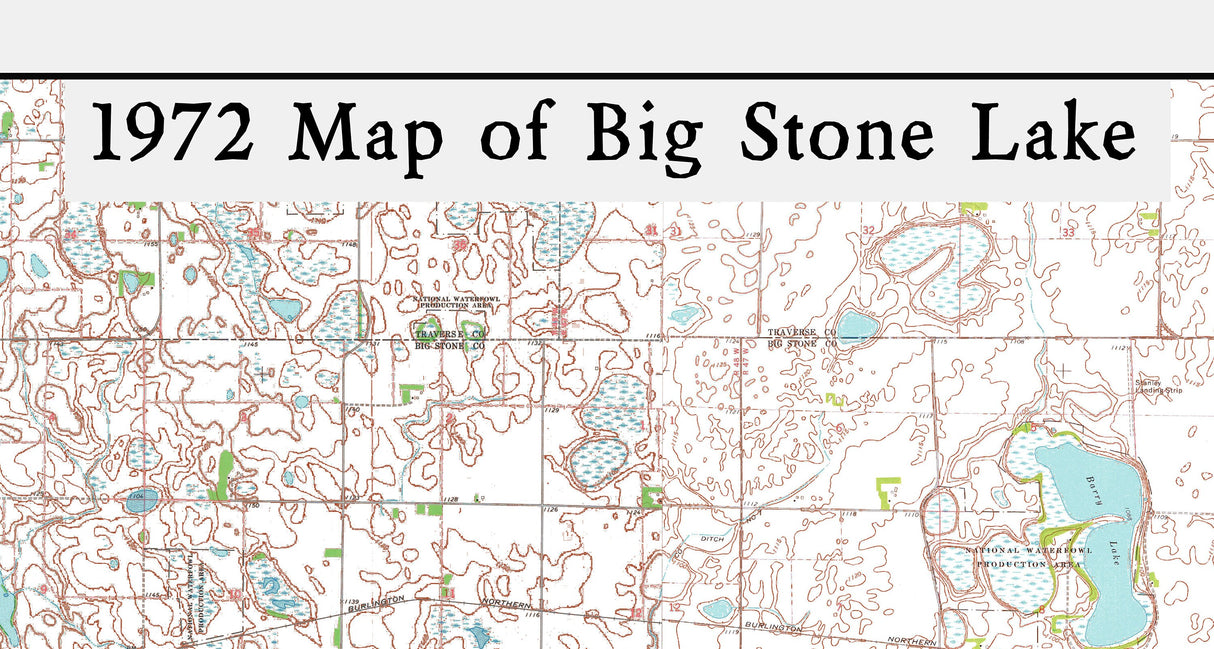 1971 Map of Big Stone Lake Minnesota South Dakota