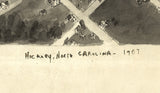 1907 Panoramic Map of Hickory North Carolina
