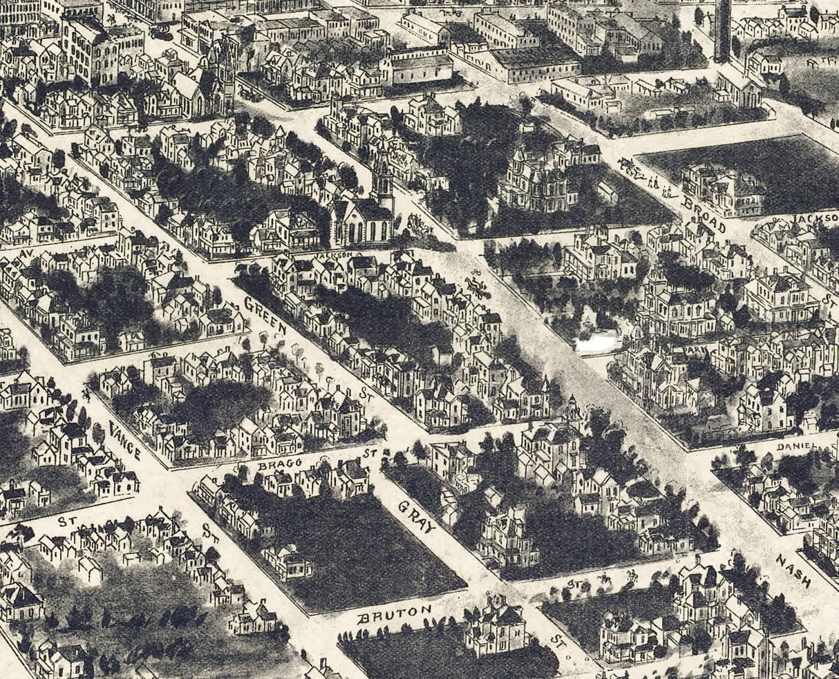 1908 Panoramic Map of Wilson North Carolina