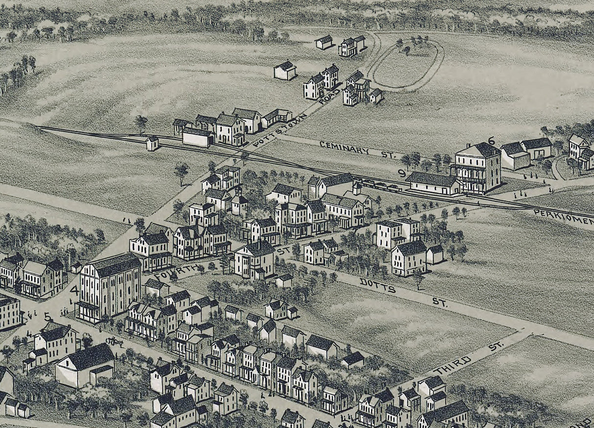 1894 Panoramic Map of Pennsburgh Montgomery County Pennsylvania