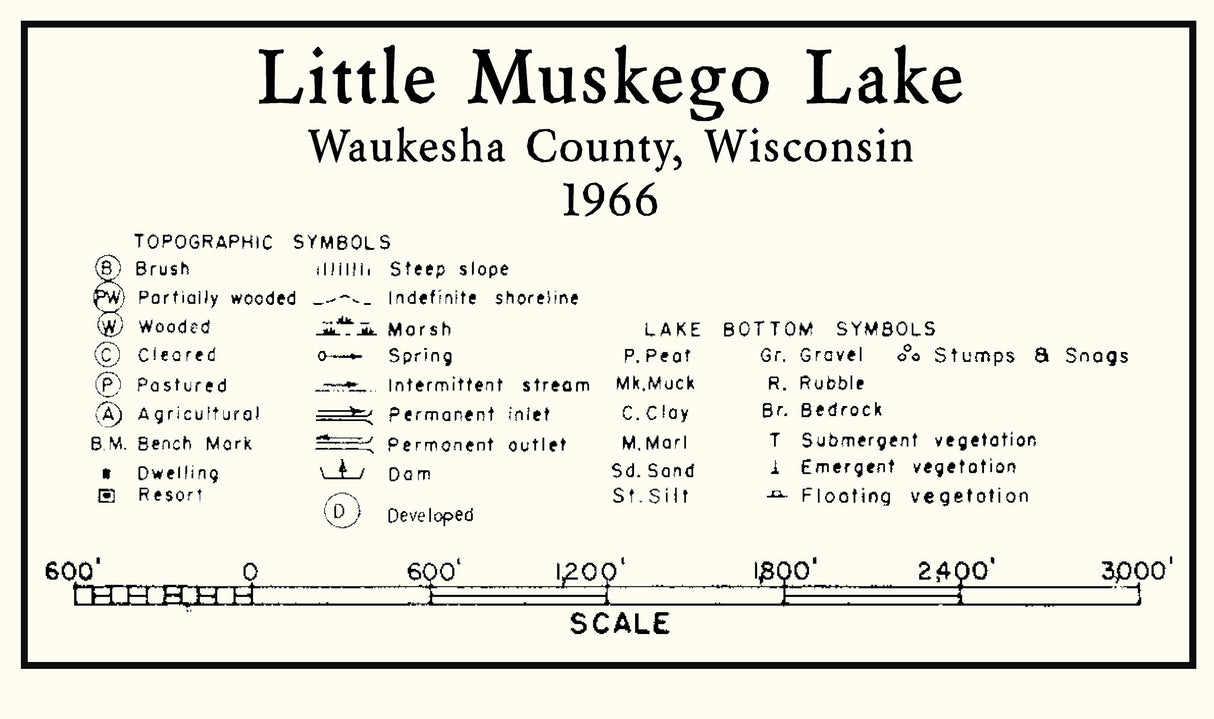 1966 Map of Little Muskego Lake Waukesha County Wisconsin