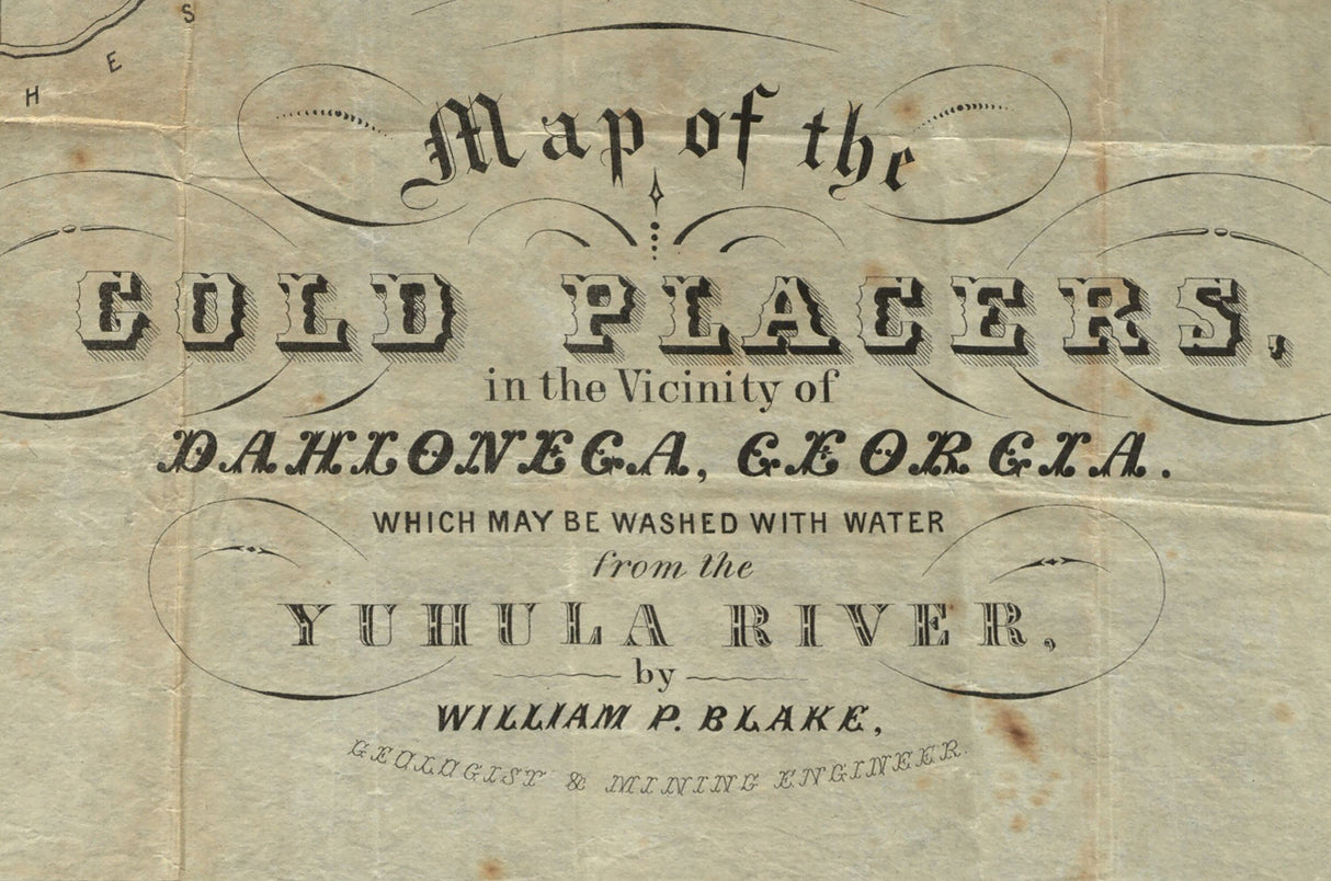 1859 Map of Dahlonega Georgia Gold Placers
