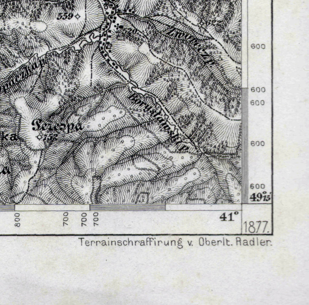 1877 Map of Staremiasto Galicia Region Austro Hungarian Empire
