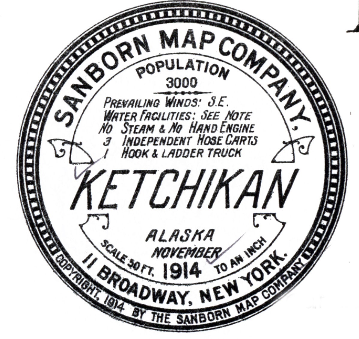 1914 Town Map of Ketchikan Alaska