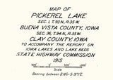 1915 Map of Pickerel Lake Clay County Iowa