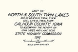 1916 Map of North & South Twin Lakes Calhoun County Iowa