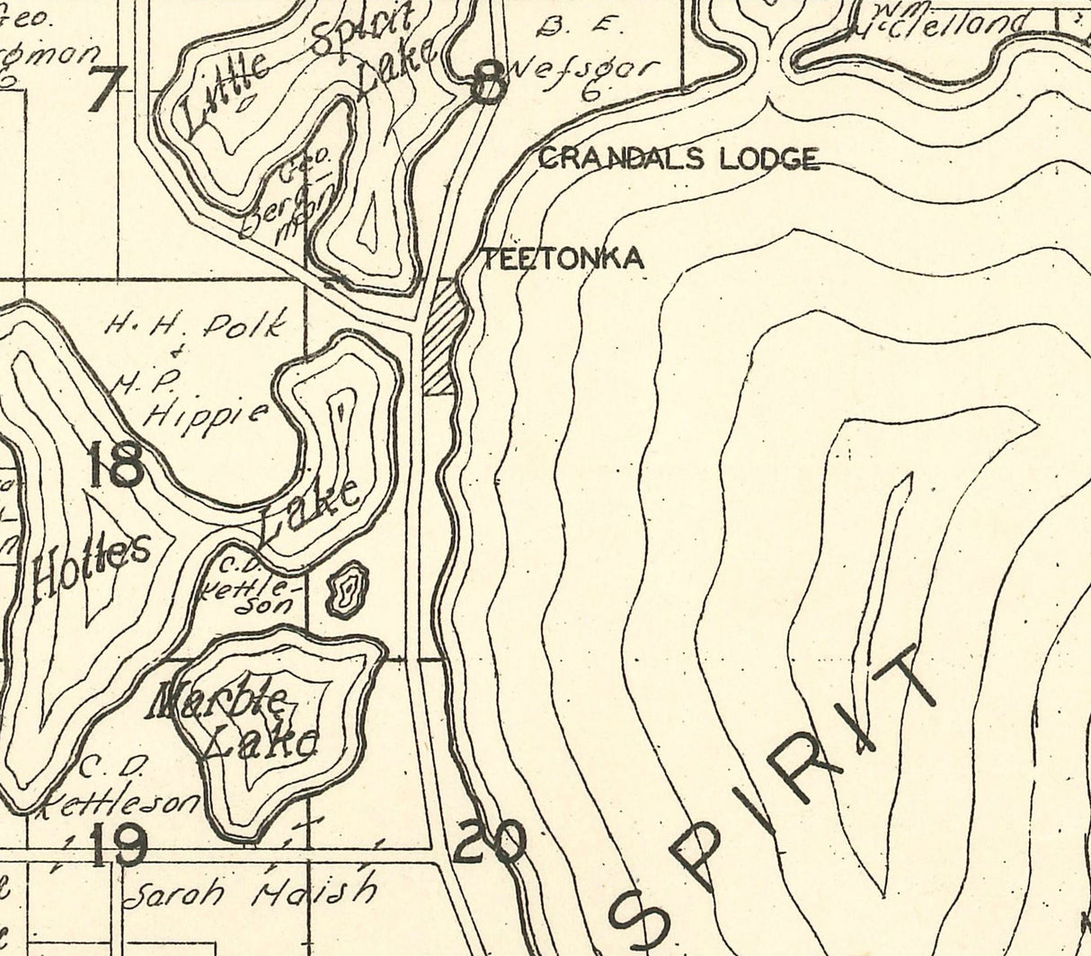 1930 Map of Spirit Lake Dickinson County Iowa