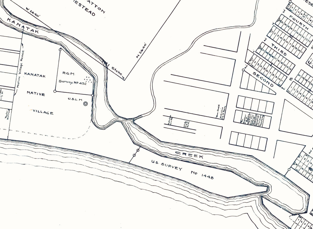 1923 Town Map of Kanatak Alaska Cold Bay Oil District