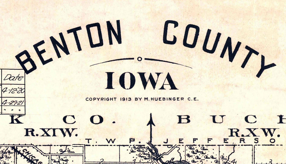 1914 Map of Benton County Iowa