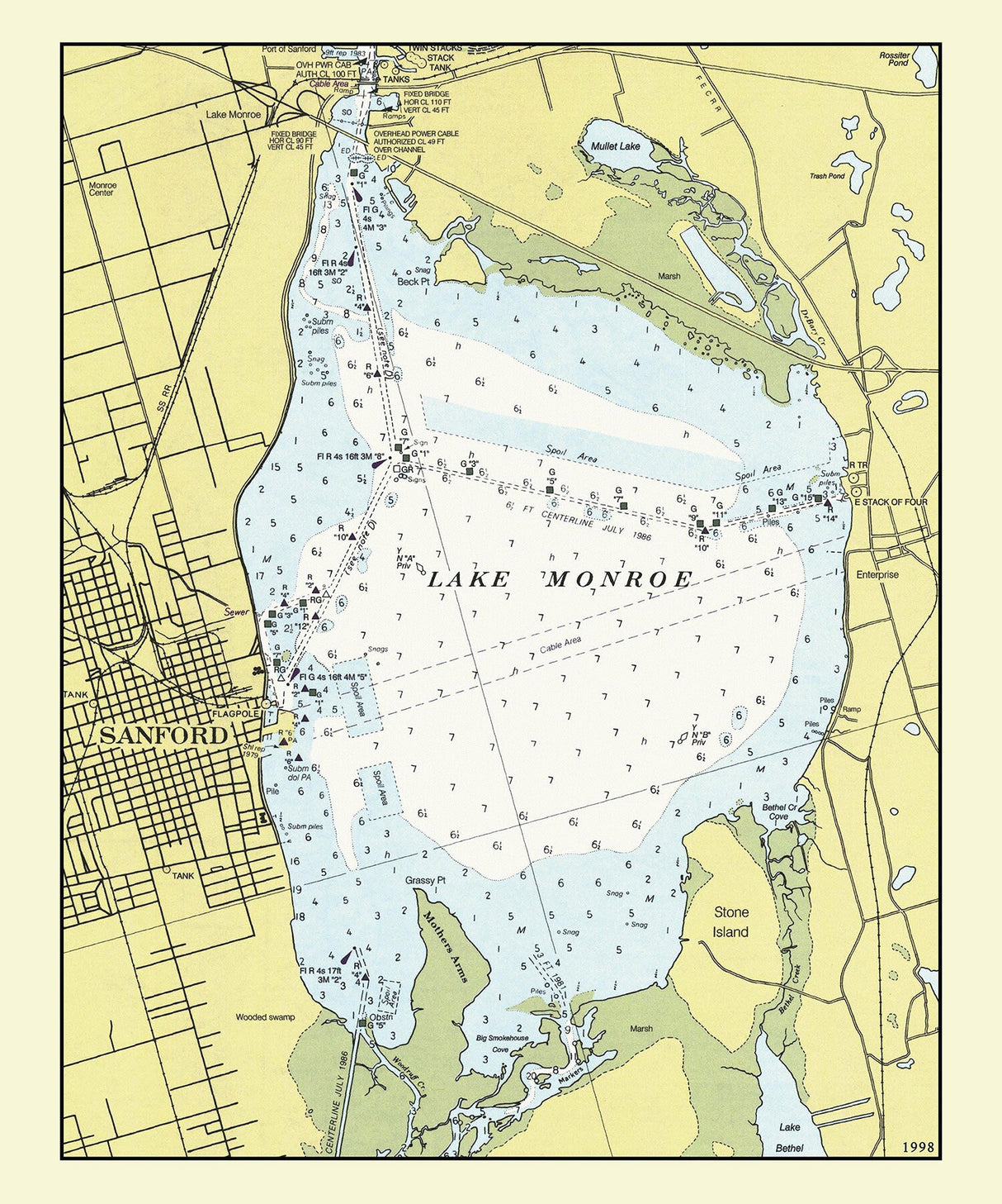 1998 Map of Lake Monroe Sanford Florida