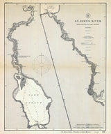 1895 Nautical Chart of St Johns River from Palatka to Lake Monroe