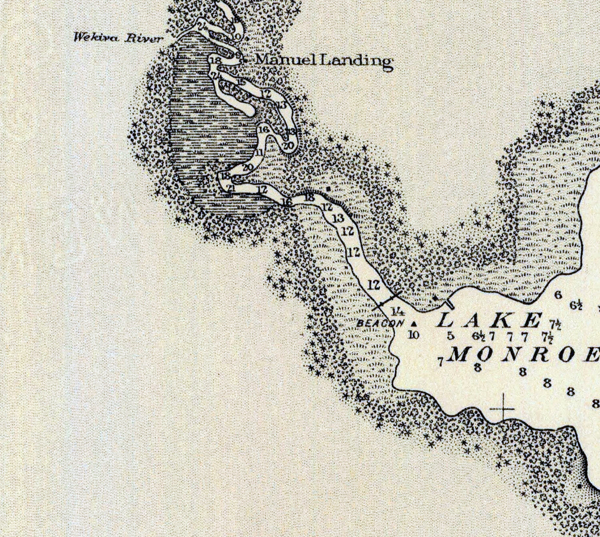 1895 Nautical Chart of St Johns River from Palatka to Lake Monroe