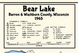 1965 Map of Bear Lake Barron and Washburn County Wisconsin