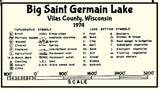 1974 Map of Big Saint Germain Lake Vilas County Wisconsin