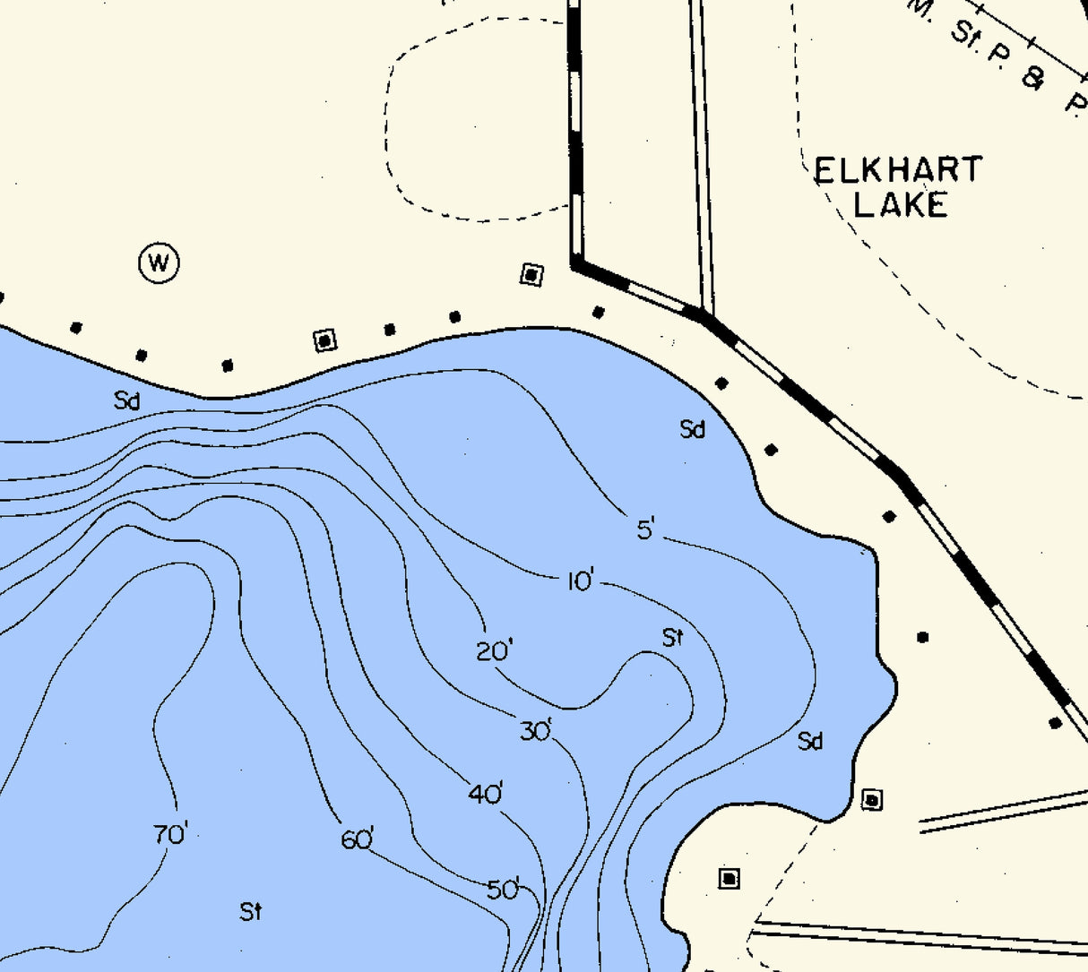 1972 Map of Elkhart Lake Sheboygan County Wisconsin