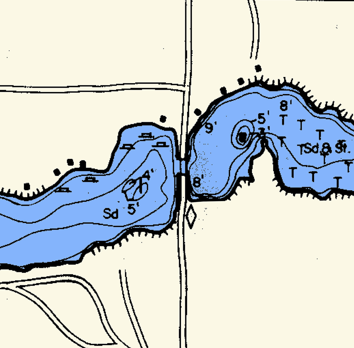 1965 Map of Friendship Lake Adams County Wisconsin