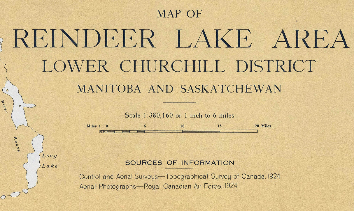 1925 Map of Reindeer Lake Area Manitoba and Saskatchewan Canada