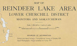 1925 Map of Reindeer Lake Area Manitoba and Saskatchewan Canada