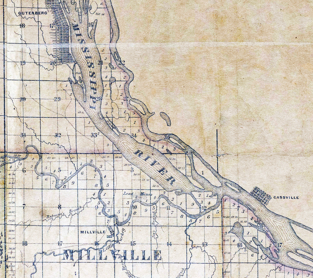 1857 Map of Clayton County Iowa
