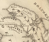 1862 Map of Roanoke Island North Carolina
