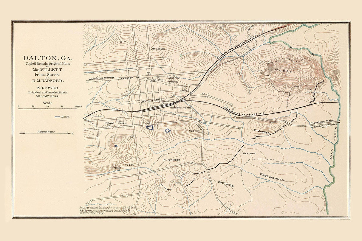 1865 Town Map of Dalton Georgia