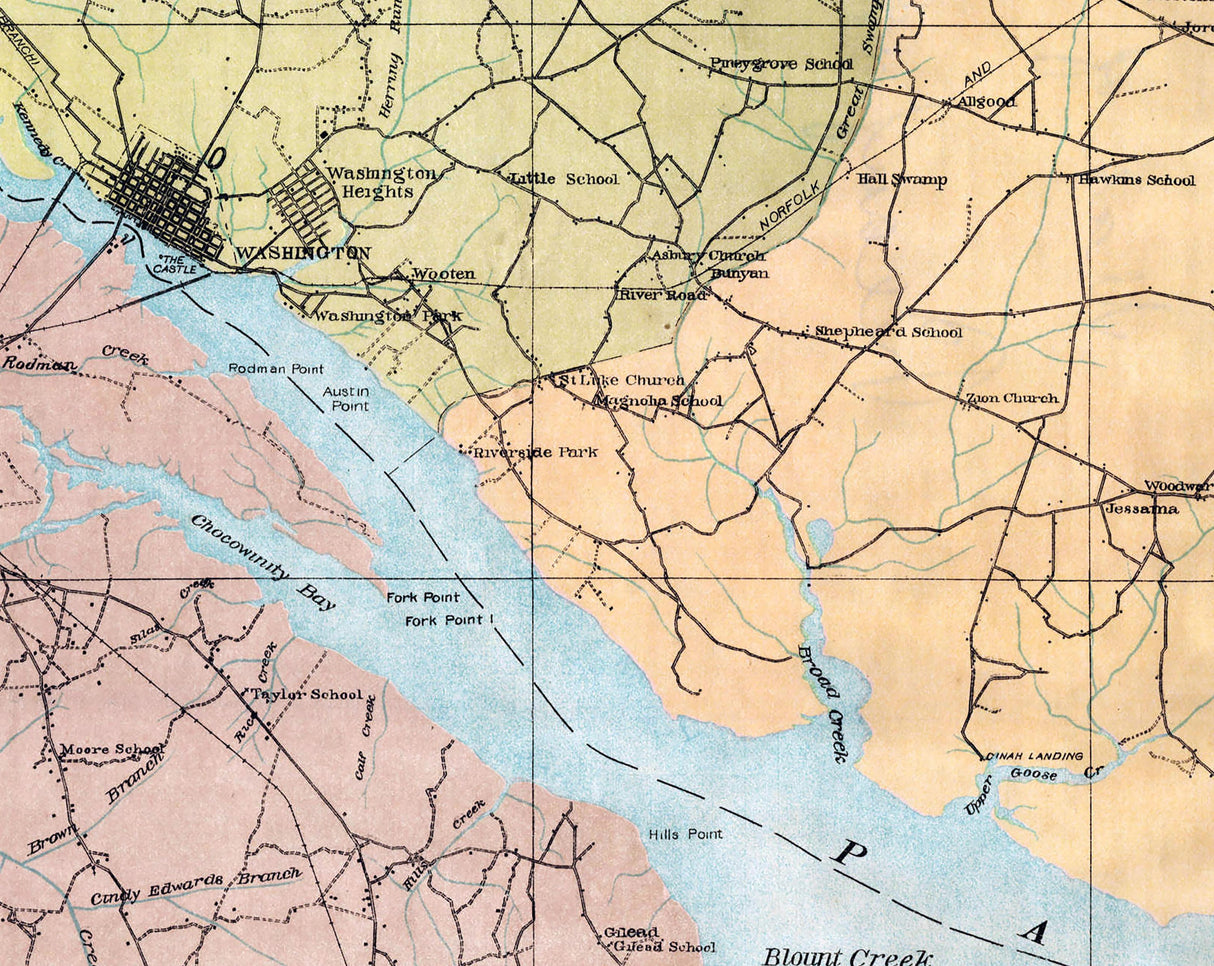 1908 Map of Beaufort County North Carolina