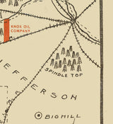 1916 Map of Texas Oil Fields Near Houston and Galveston