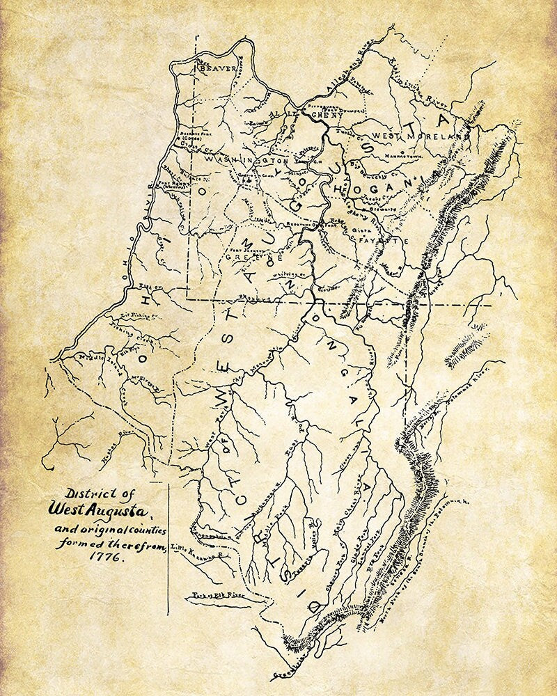 1776 Map of West Augusta County Virginia