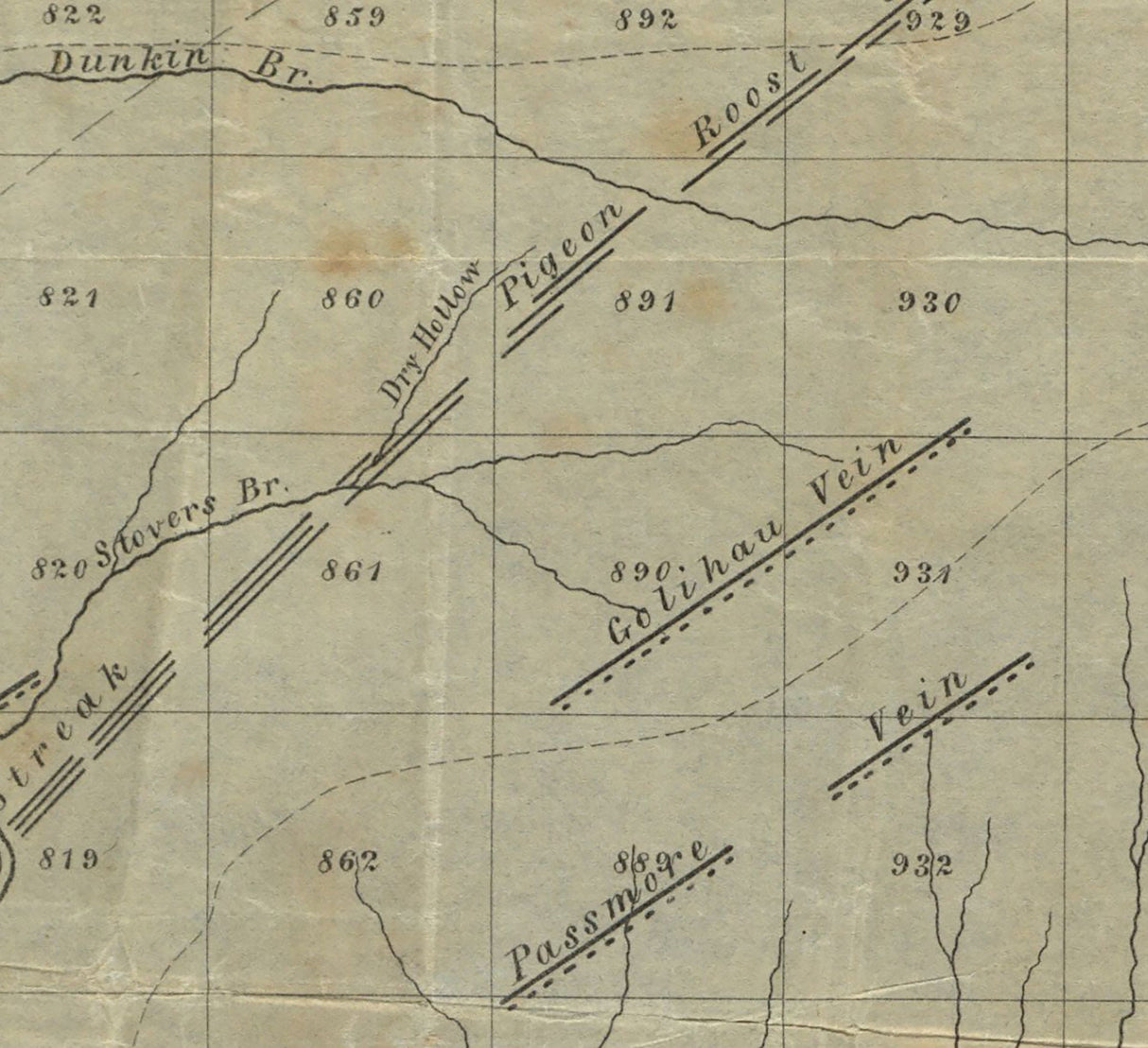 1859 Map of Dahlonega Georgia Gold Placers