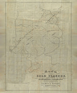 1859 Map of Dahlonega Georgia Gold Placers