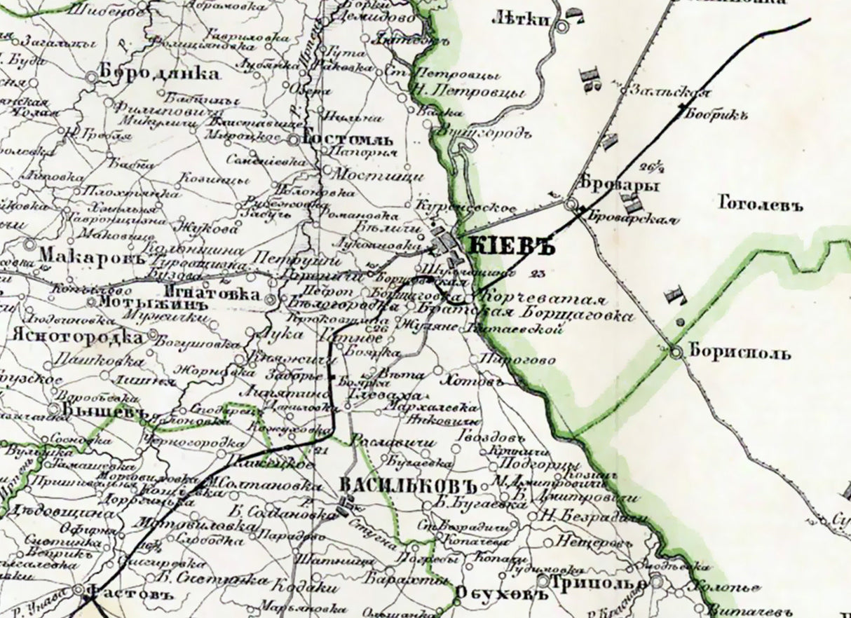1871 Map of Kiev Region Ukraine