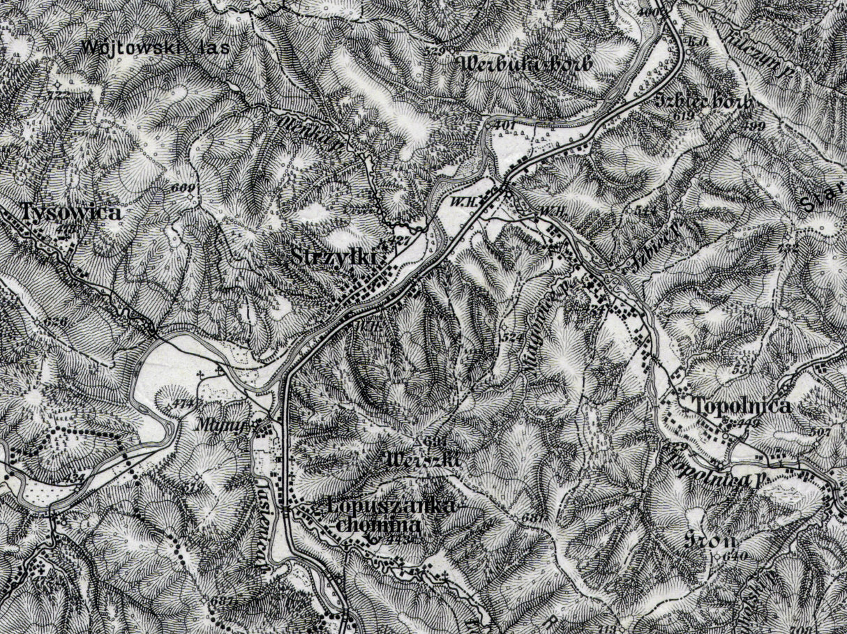 1877 Map of Staremiasto Galicia Region Austro Hungarian Empire