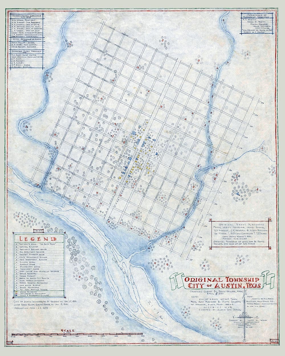 1839 Map of Austin Texas