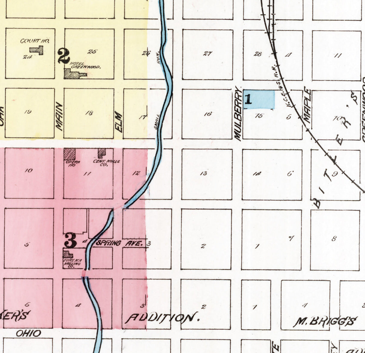 1884 Town Map of Eureka Greenwood County Kansas