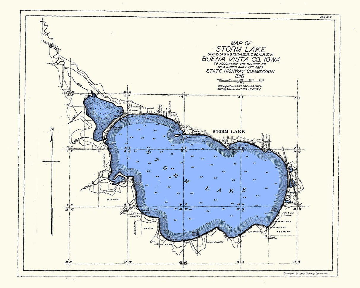 1916 Map of Storm Lake Buena Vista County Iowa