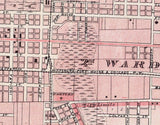 1876 Town Map of Warsaw Kosciusko County Indiana