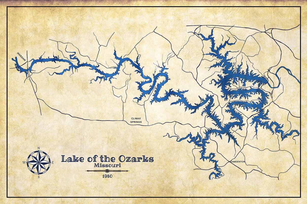 1980 Map of Lake of the Ozarks Missouri