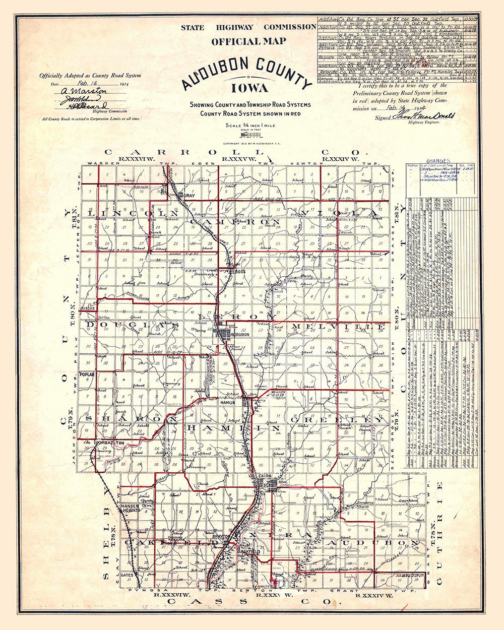 1914 Map of Audubon County Iowa