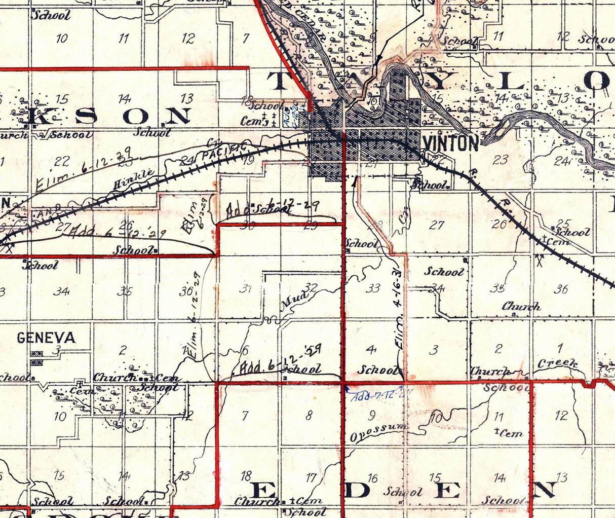 1914 Map of Benton County Iowa