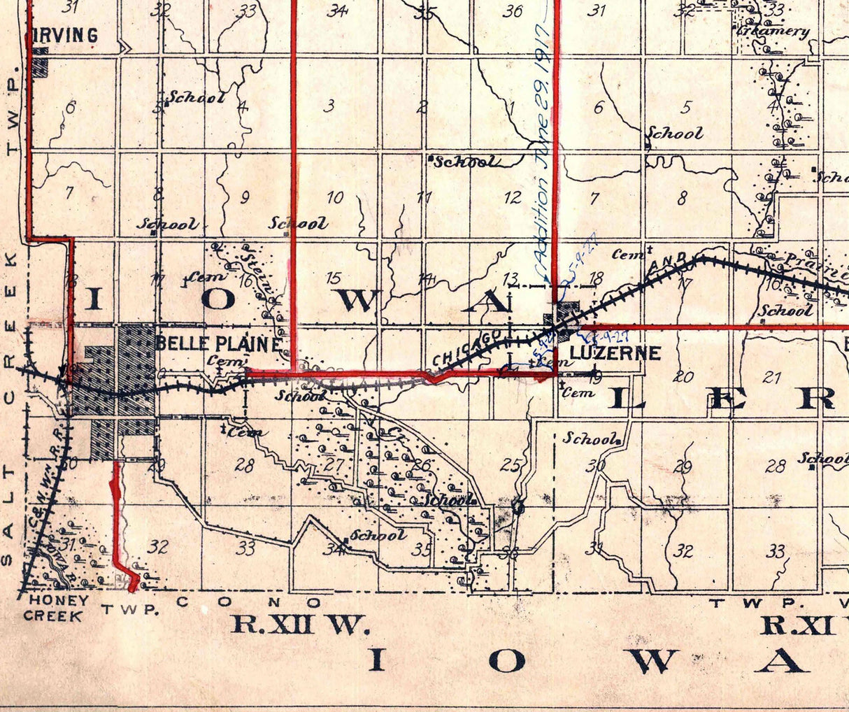 1914 Map of Benton County Iowa