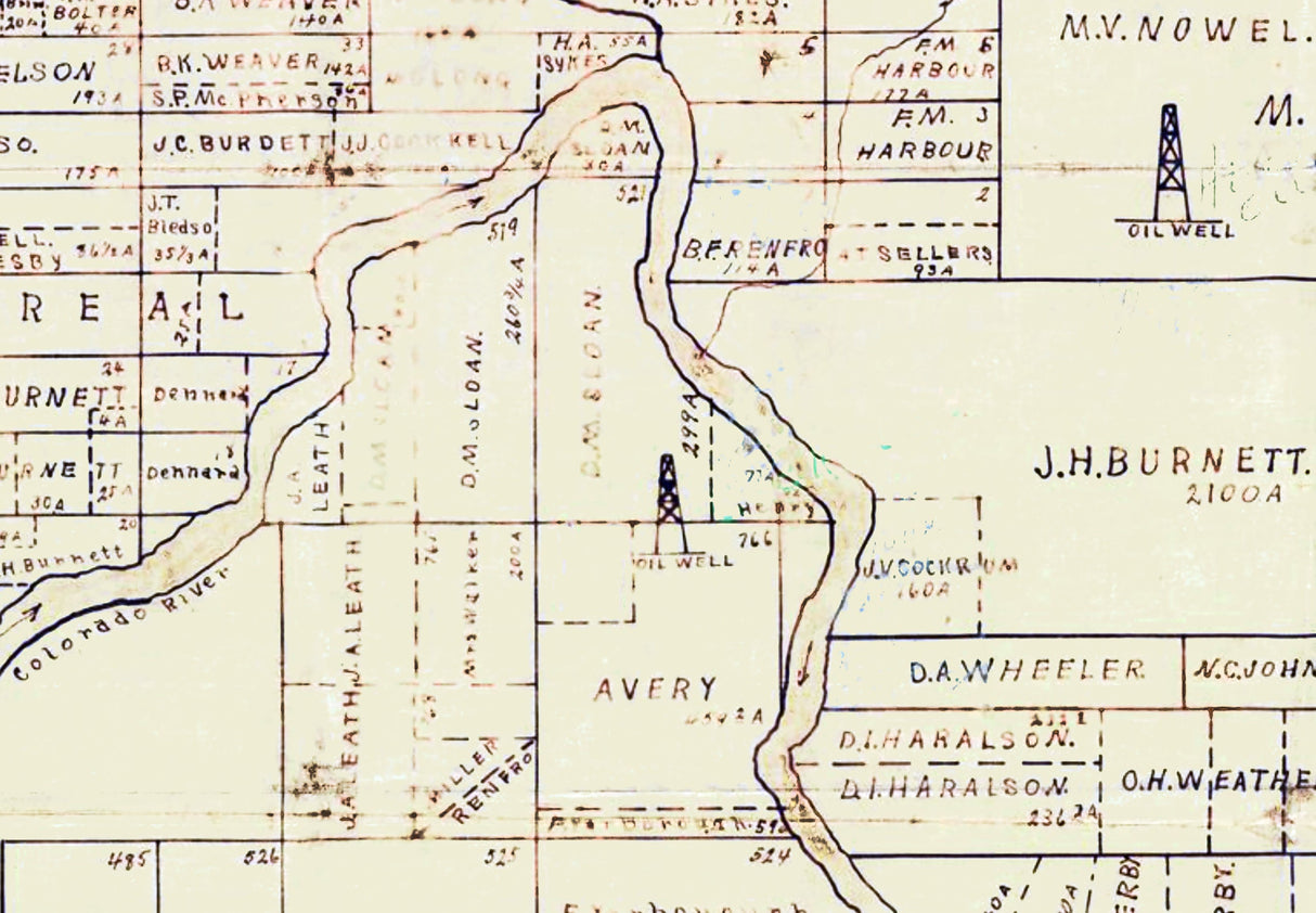 1918 Map of Mills County Texas Oil and Gas Leases Weatherby Oil Company