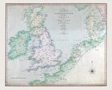 1803 Map of The United Kingdom and Coast of France