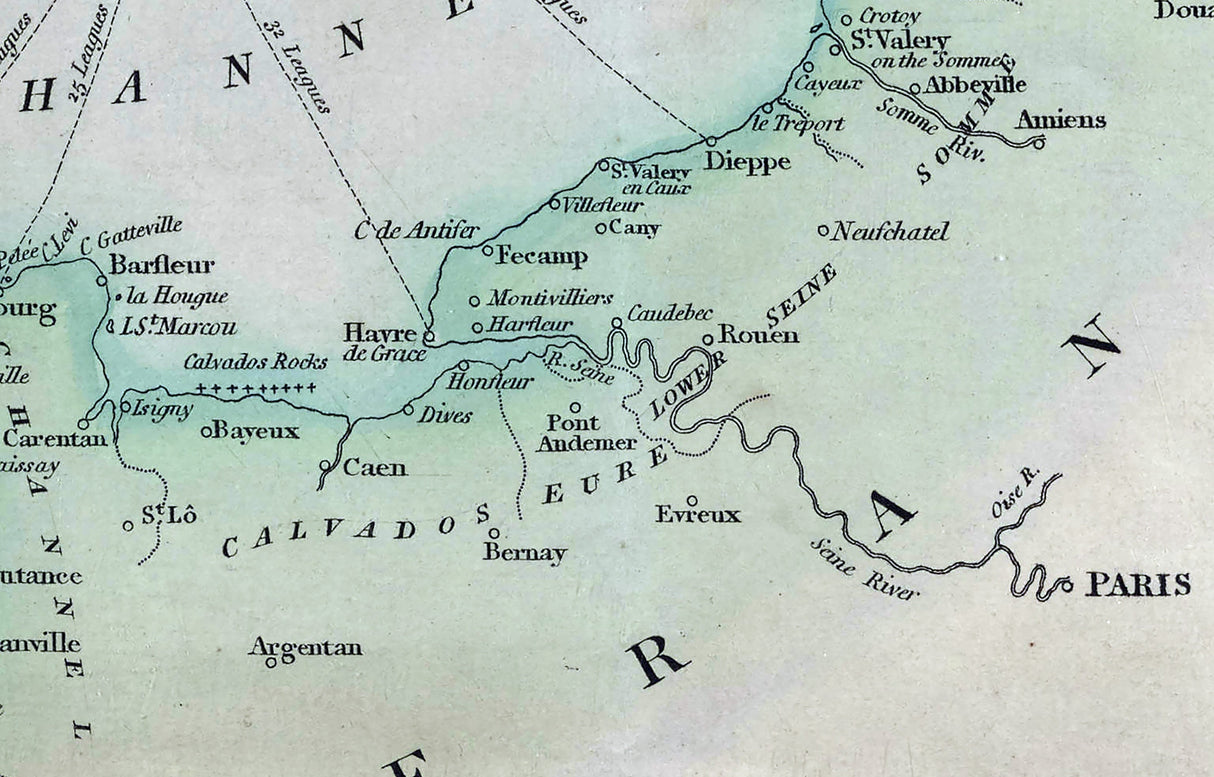 1803 Map of The United Kingdom and Coast of France