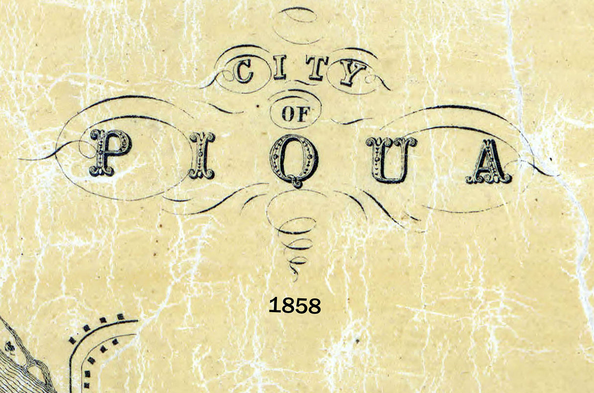 1858 Map of Piqua Miami County Ohio