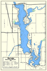1970 Map of Rice Lake Barron County Wisconsin