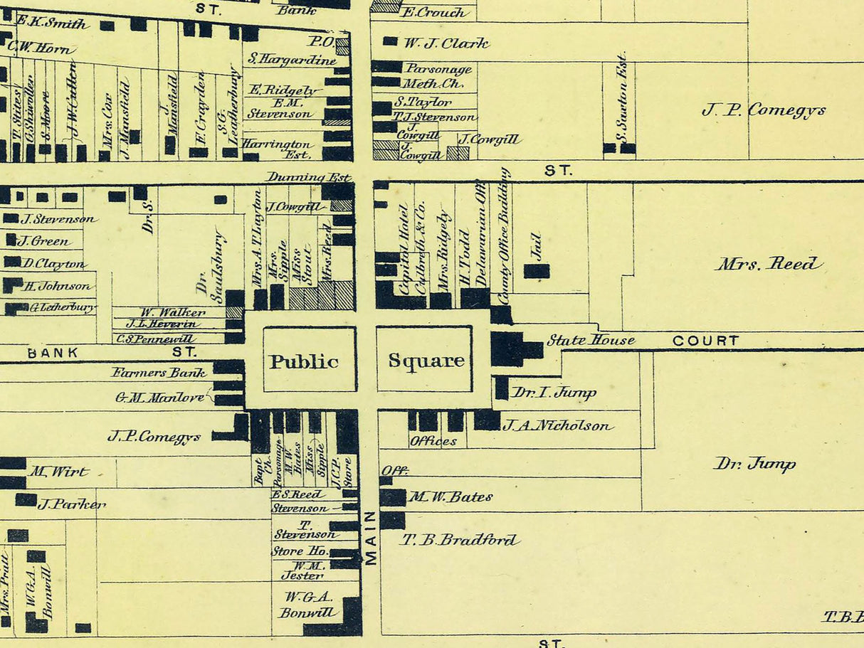 1868 Map of Dover Kent County Delaware