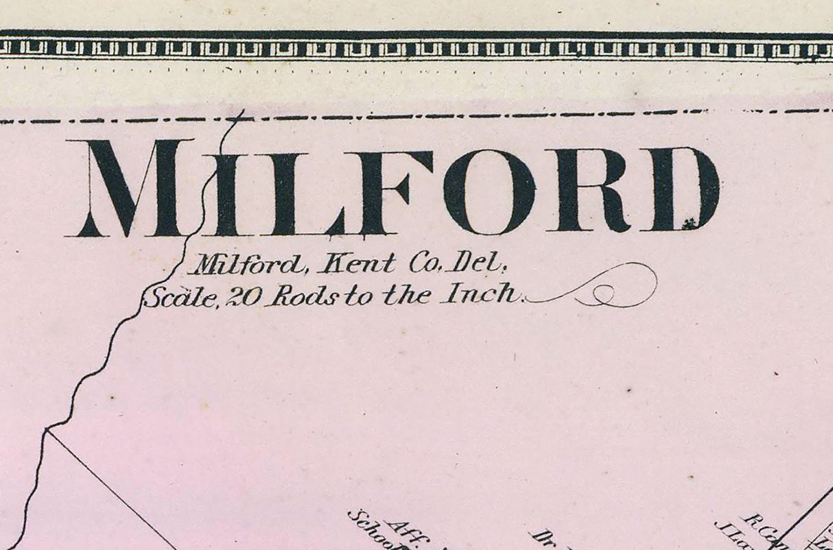 1868 Map of Milford Kent County Delaware