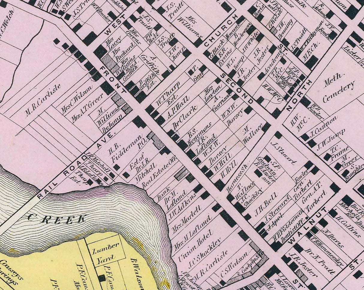 1868 Map of Milford Kent County Delaware