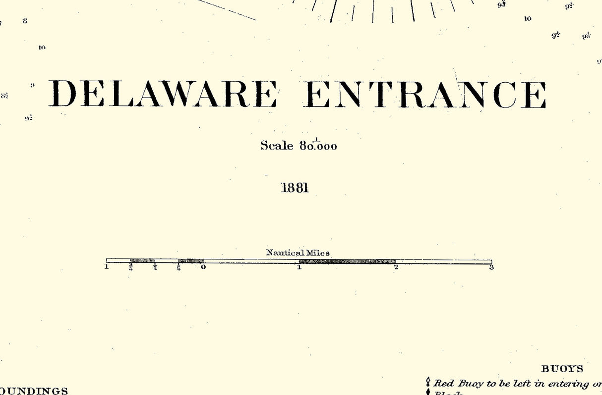 1881 Nautical Chart of Delaware Entrance