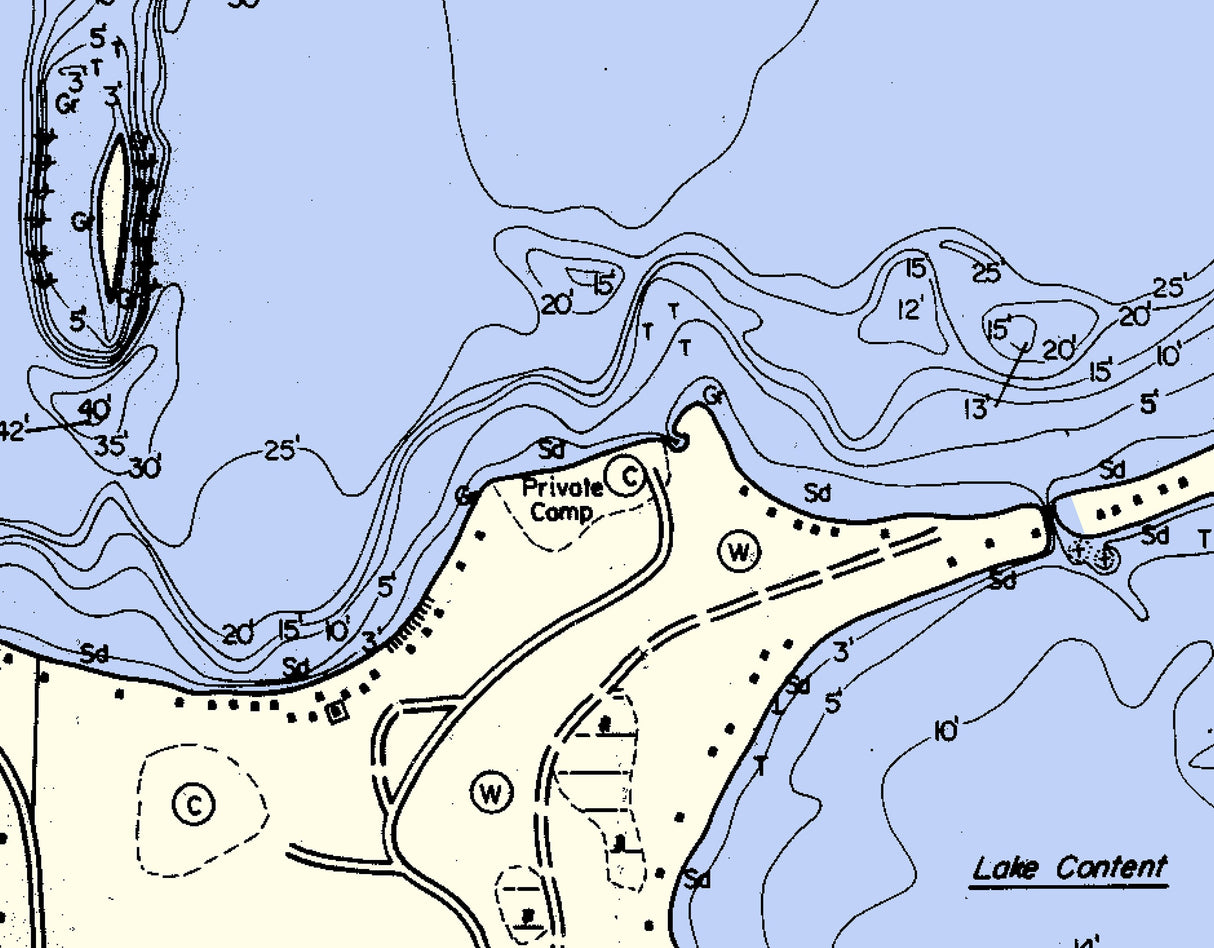 1974 Map of Big Saint Germain Lake Vilas County Wisconsin